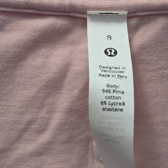 Lululemon Pima Cotton Tie Waist T-Shirt Pink 8 - Picture 3 of 9